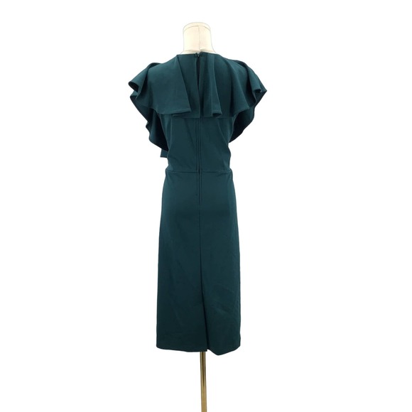 UNIQUE VINTAGE 3X-20 Plus Curvy Teal Green V-Neck Ruffle Wiggle Dress NWT B115 - Picture 3 of 11